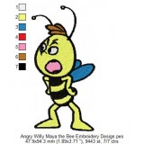 Angry Willy Maya the Bee Embroidery Design